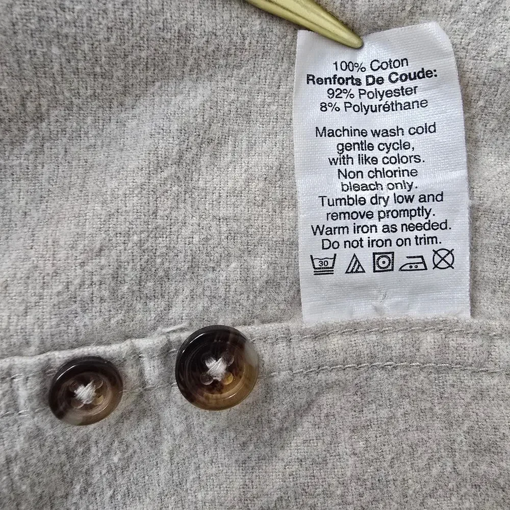 J. Crew Chamois Flannel Shirt Elbow Patches Button Down Beige Men S